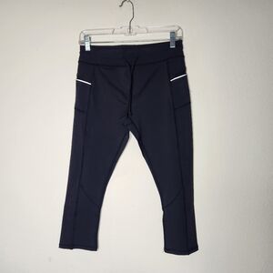 Cali Sport Womens Medium Black Capri Leggings Zipper Side Pockets Like New